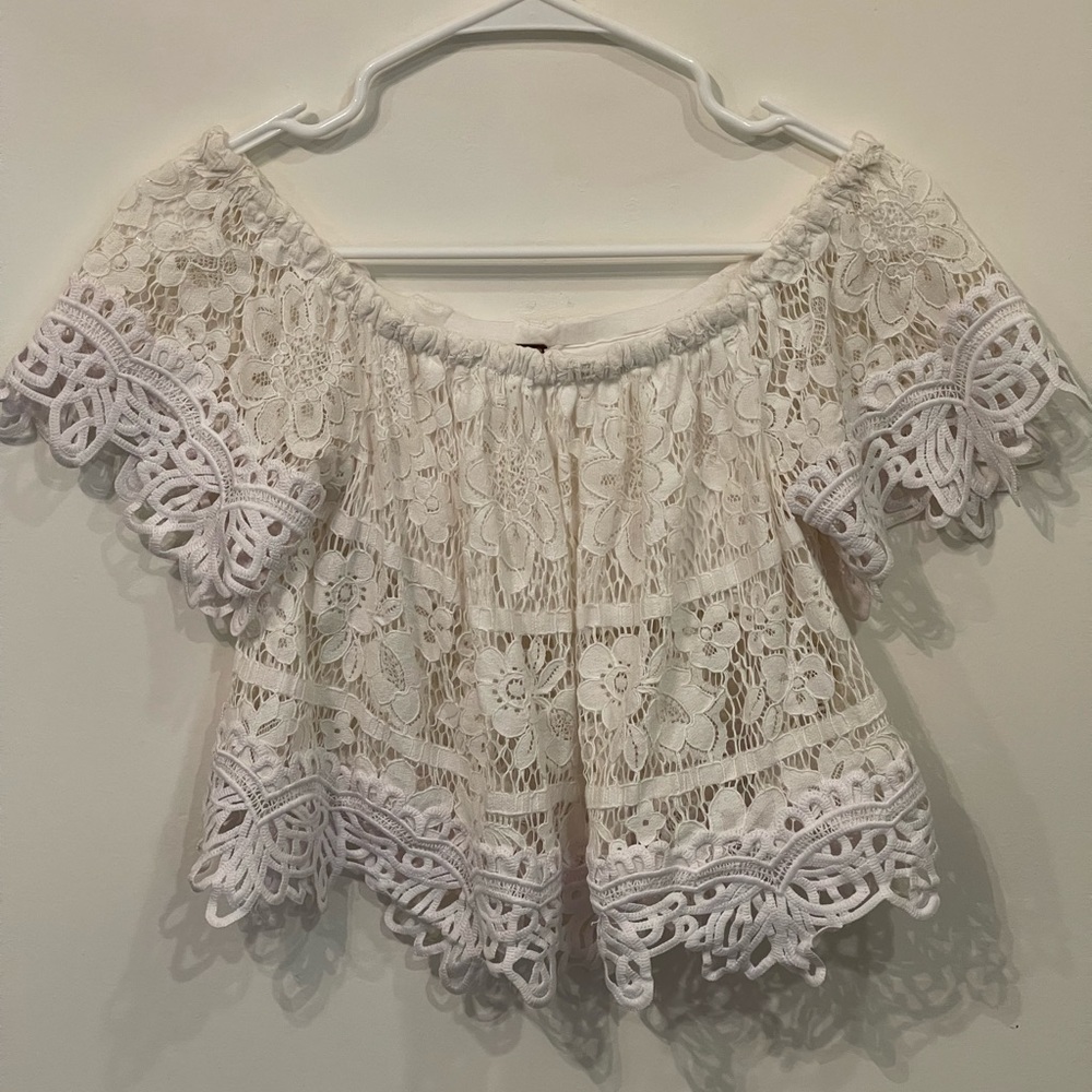 Free People Women’s Sweet Dreams Off Shoulder Lace Crop Top size XS